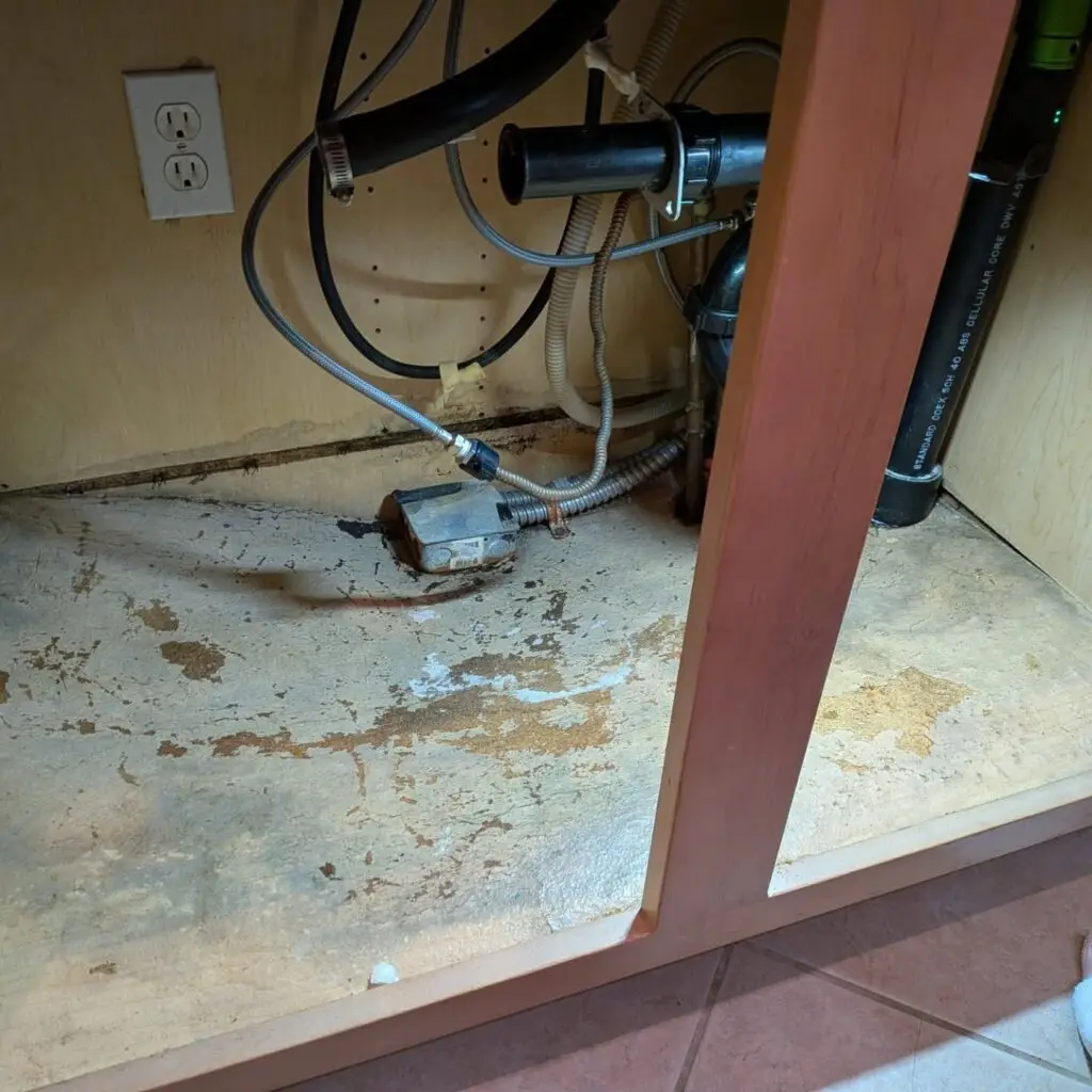 Cabinet Floor Replacement in Modesto — electrical box floor repair
